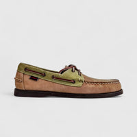 Sebago Men's Docksides Portland Spinnaker Nubuck 7111M2W A17 Beige Green Dk Brown SG34