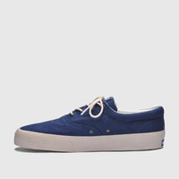 Sebago Men's Sneaker AL 75131SW 908 in blue navy canvas, with off-white laces and a beige sole, side view.