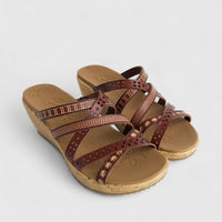 Skechers Ladies Comfort Push In Wedge Beverlee 119353 Chocolate SW114