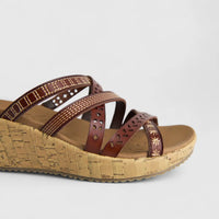 Skechers Ladies Comfort Push In Wedge Beverlee 119353 Chocolate SW114