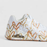 Skechers Ladies Comfort Sneaker Uno 155523 White Gold SW117