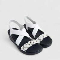 Skechers Ladies Comfort Wedge Sandal Arch Fit Rumble 119526 White SW130