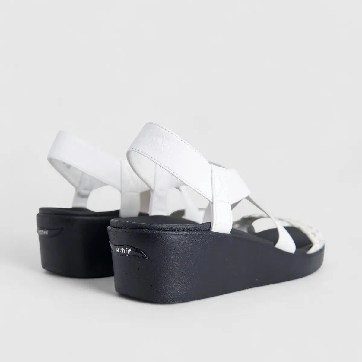 Skechers Ladies Comfort Wedge Sandal Arch Fit Rumble 119526 White SW130