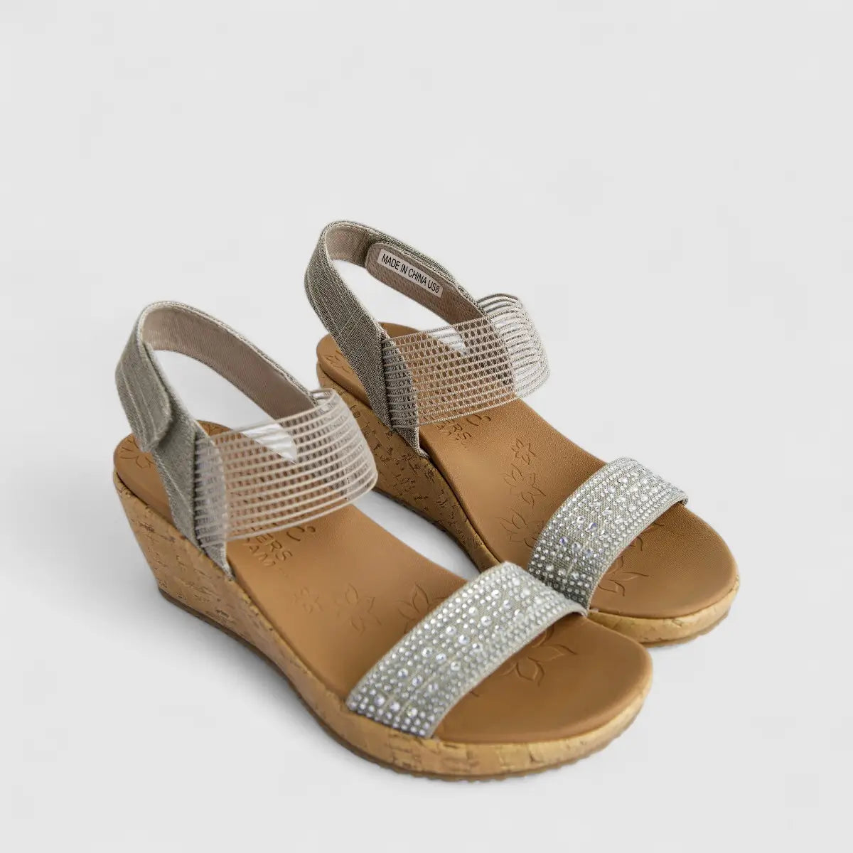 Skechers Ladies Comfort Wedge Sandal Beverlee 119084 Taupe SW106