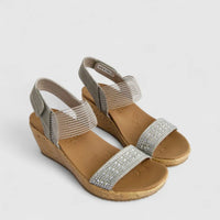 Skechers Ladies Comfort Wedge Sandal Beverlee 119084 Taupe SW106
