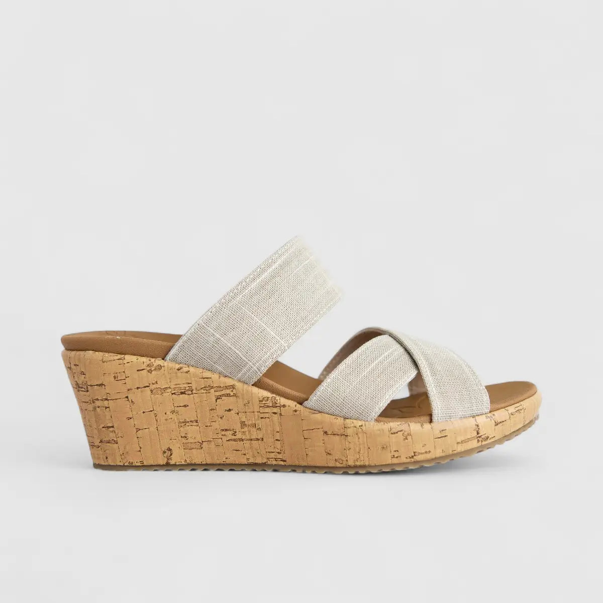 Skechers Ladies Comfort Wedge Slip On Beverlee 119077 Natural  SW124