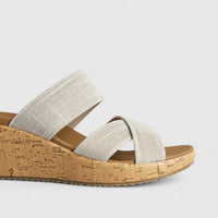Skechers Ladies Comfort Wedge Slip On Beverlee 119077 Natural  SW124