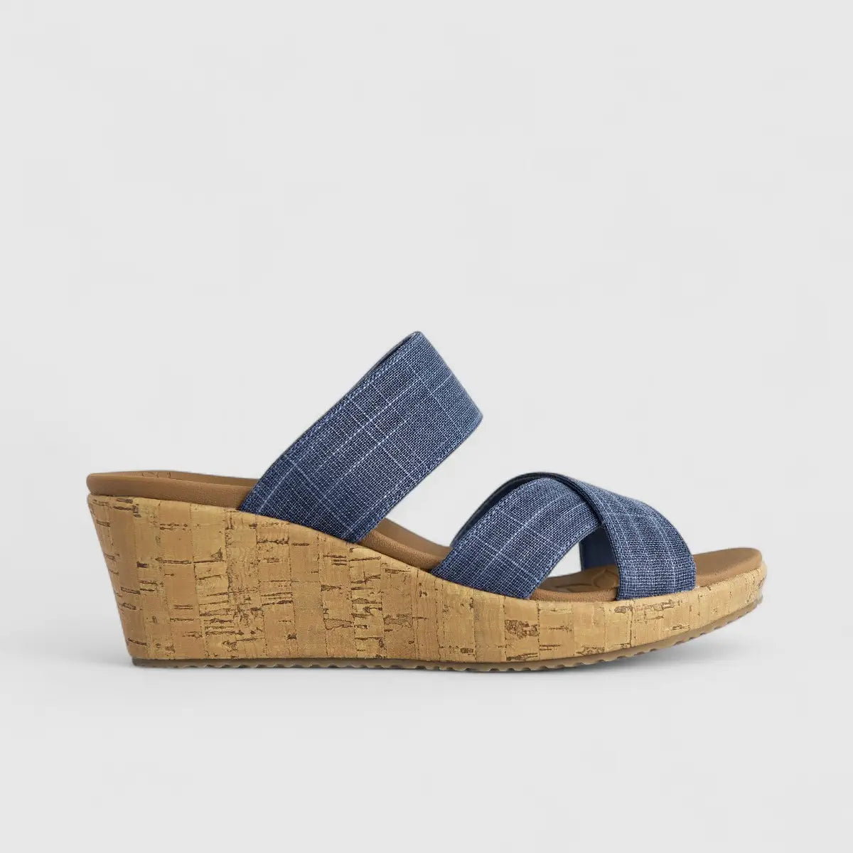 Skechers Ladies Comfort Wedge Slip On Beverlee 119077 Navy SW105
