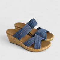 Skechers Ladies Comfort Wedge Slip On Beverlee 119077 Navy SW105