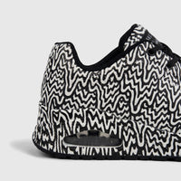 Skechers Ladies Uno 177960 Comfort Sneaker, black and white wavy pattern, detailed side profile view.
