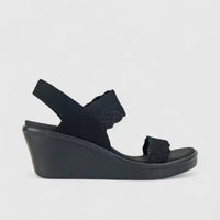 Skechers Ladies Comfort Wedge Sandal Rumble on 119601 Black SW74