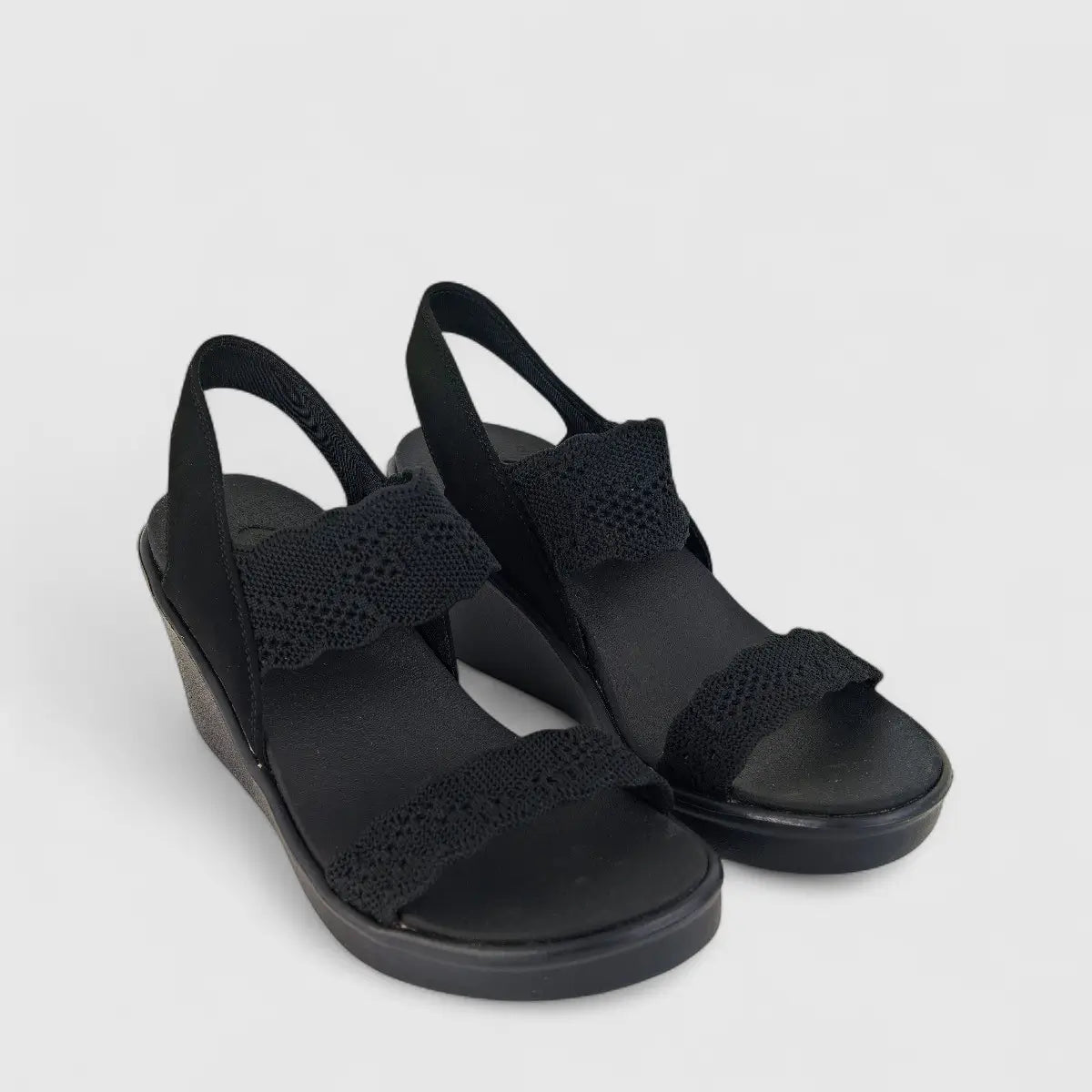 Skechers Ladies Comfort Wedge Sandal Rumble on 119601 Black SW74