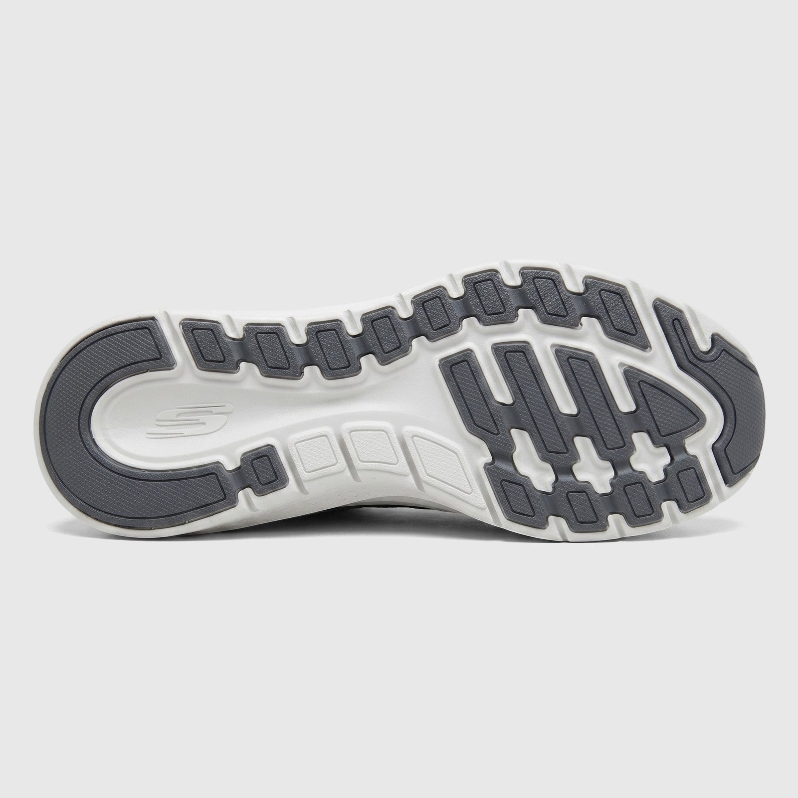 Bottom view of Skechers Men's Comfort Slip On Sneaker Arch Fit 2.0 232706 in charcoal, showing the white and dark grey sole.