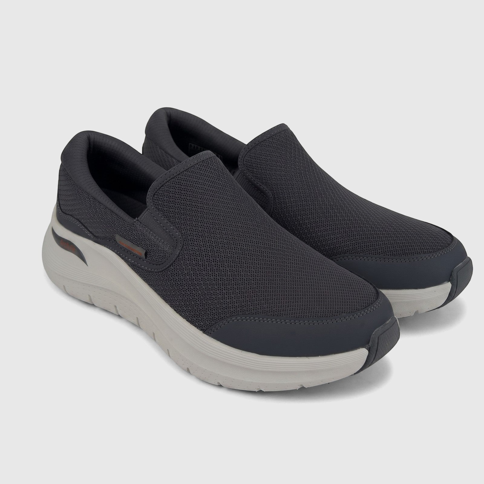 Skechers Men's Comfort Slip On Sneaker Arch Fit 2.0 232706 in charcoal gray mesh, shown at an angle.