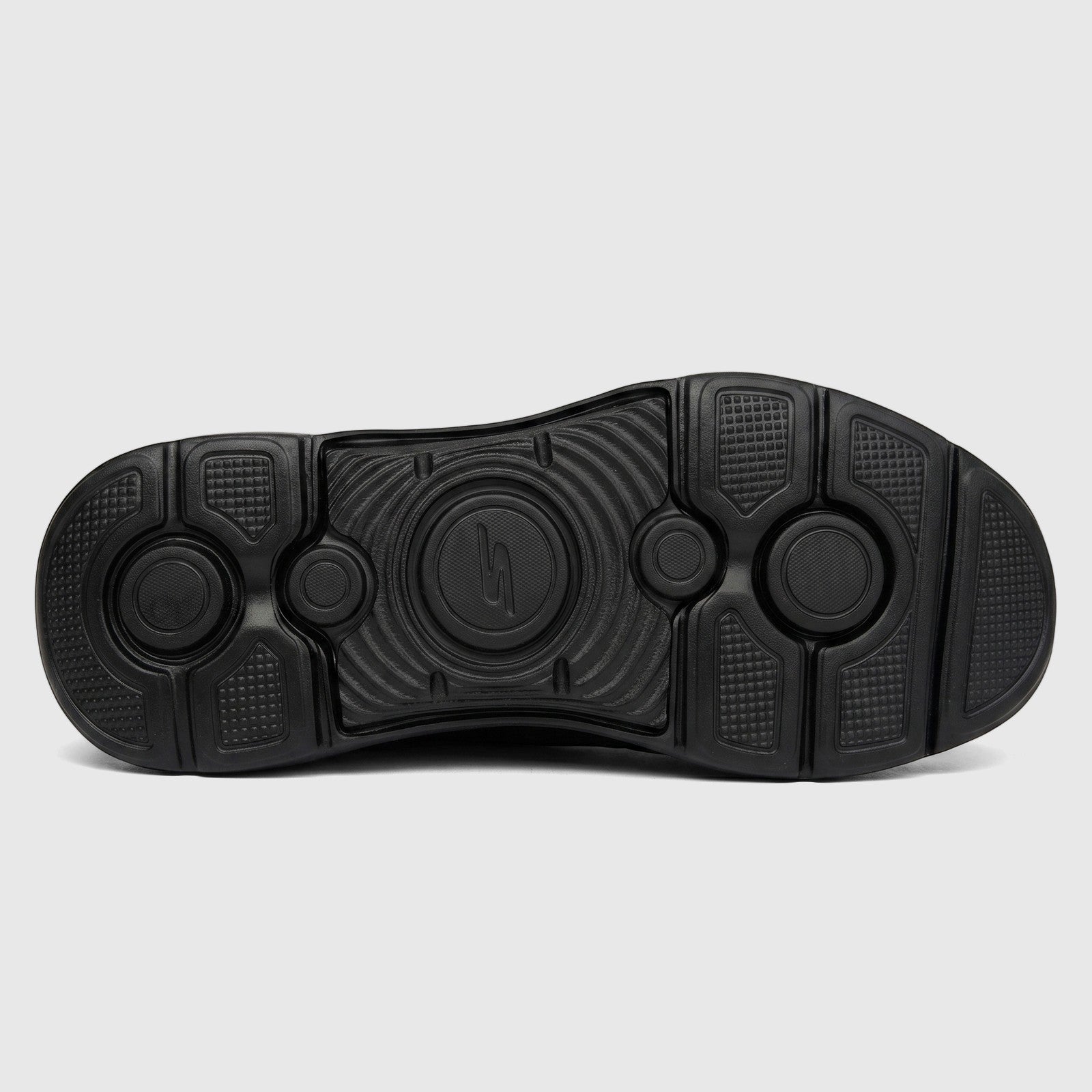 Skechers Men's Comfort Slip On Sneaker Go Walk Arch Fit 2.0 in black, featuring the intricate sole pattern.