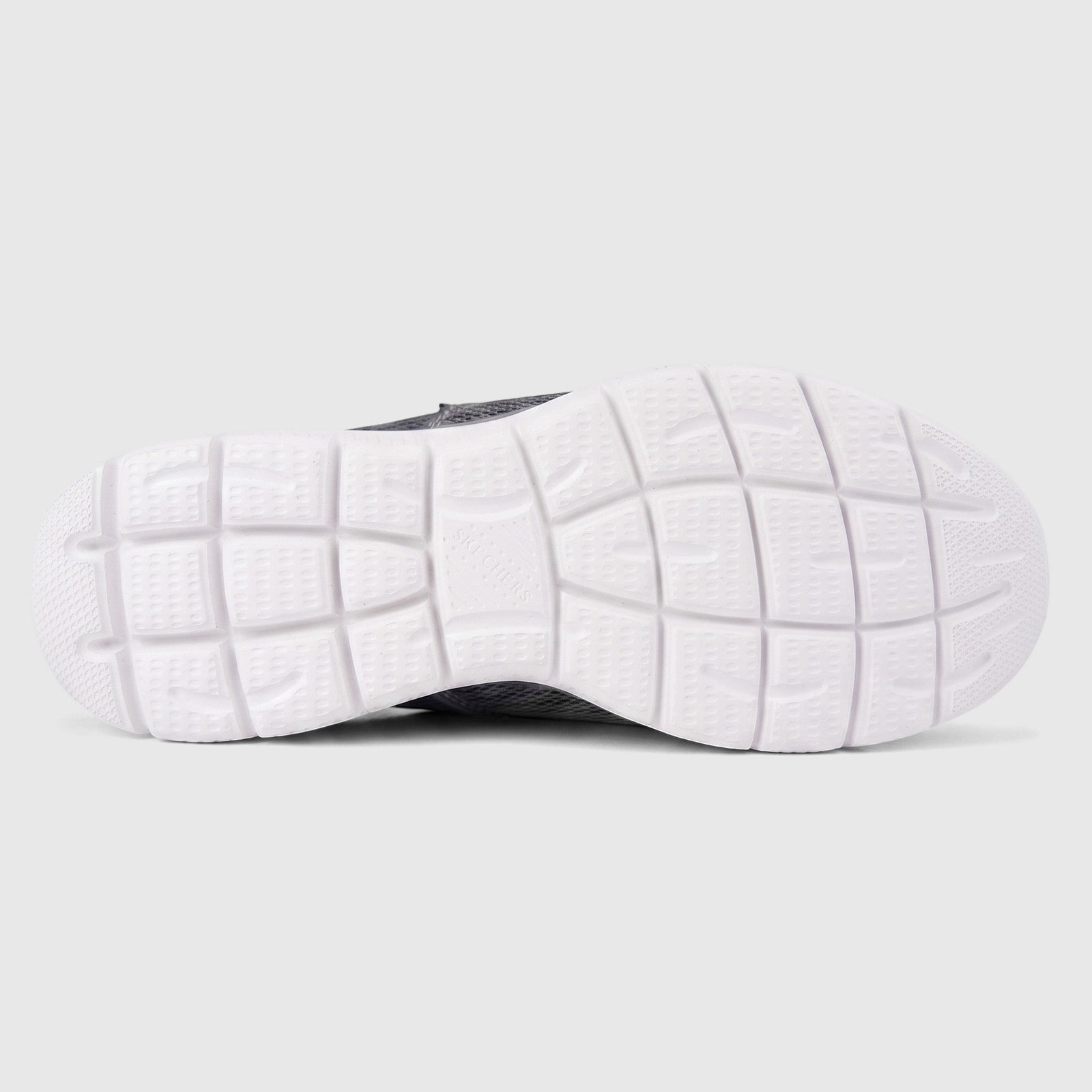 Skechers Men's Comfort Open Back Slip On Summits Vindicator shoe, grey, shown from the sole perspective.