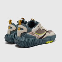 Skechers Men's Comfort Sneaker Sports 232191 in taupe, olive, and neon yellow, showcasing the rear and inner profile.