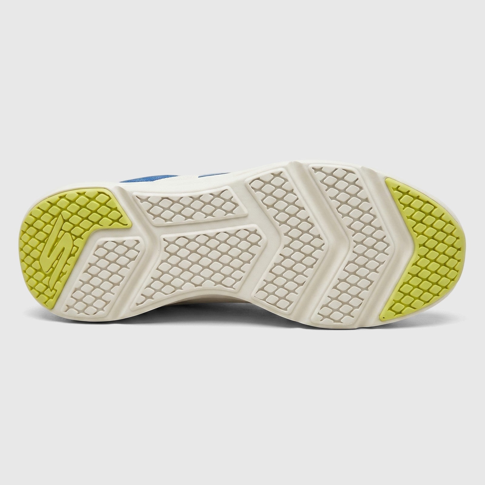 Skechers Men's Comfort Sneaker Go Run Elevate 220189 with a multi-color sole featuring lime green and off-white patterned