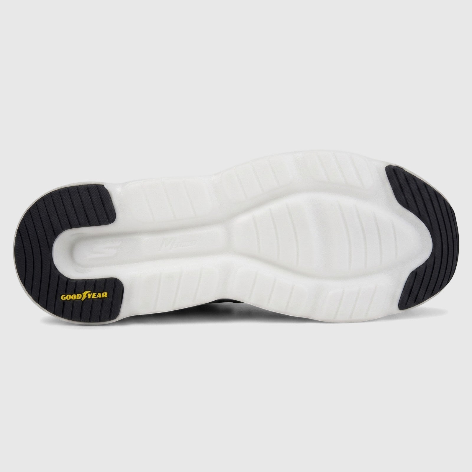Skechers Men's Comfort Sneaker Go Run Swirl Tech Speed 220905 with white and black sole, featuring the Goodyear logo.