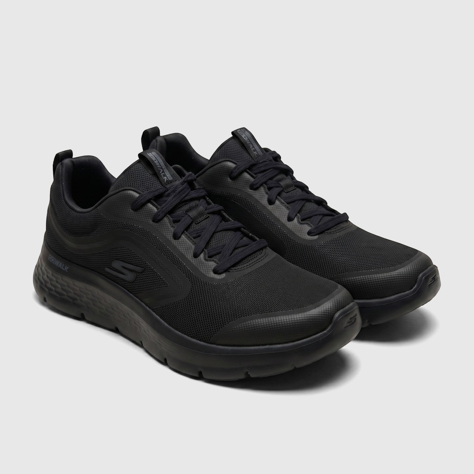 Skechers Men's Comfort Sneaker Go Walk Flex 216508 in black, featuring a mesh upper and flexible sole.