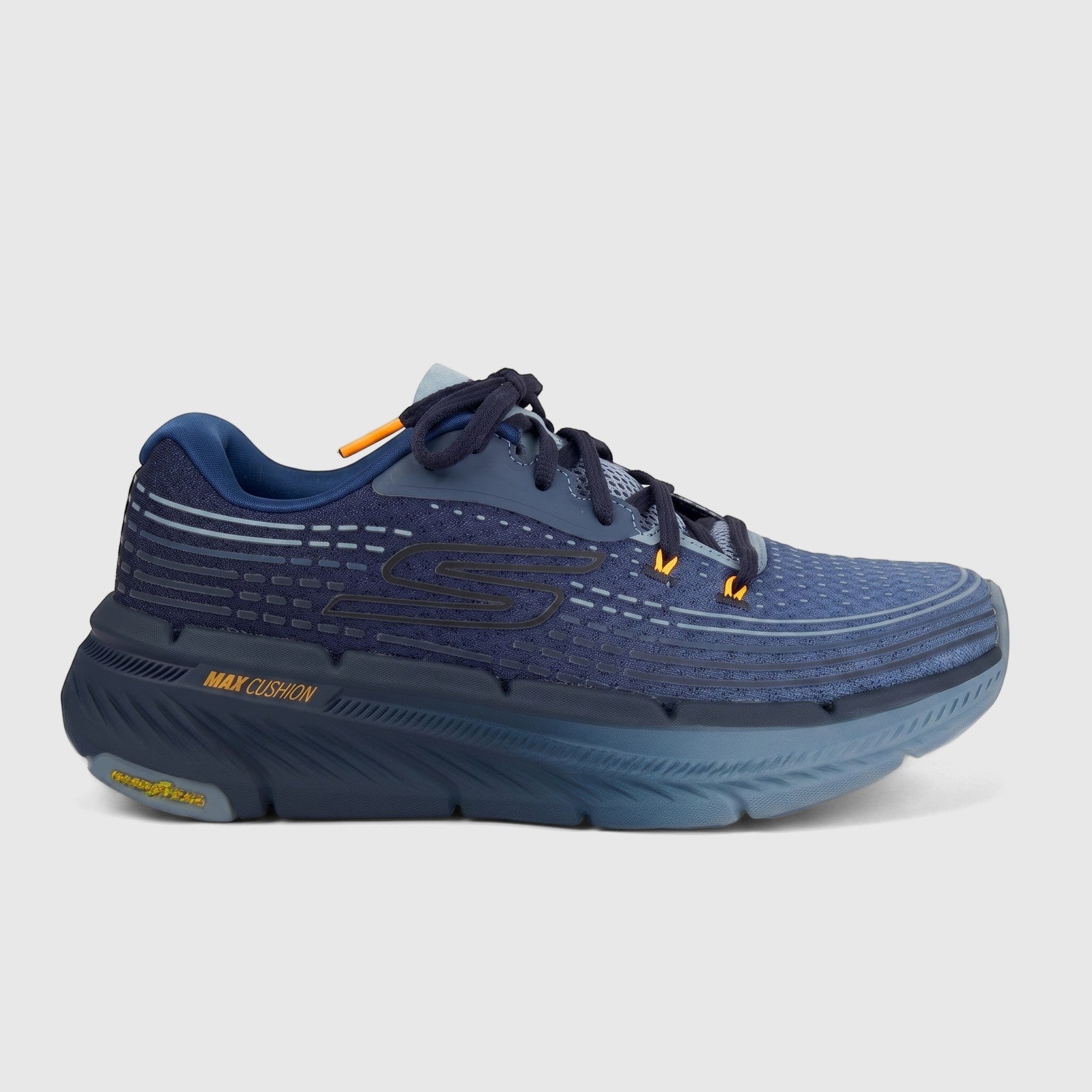 Skechers Men's Comfort Sneaker Max Cushioning Premier 2.0 220835 SM150, dark blue, shown in a side profile view.