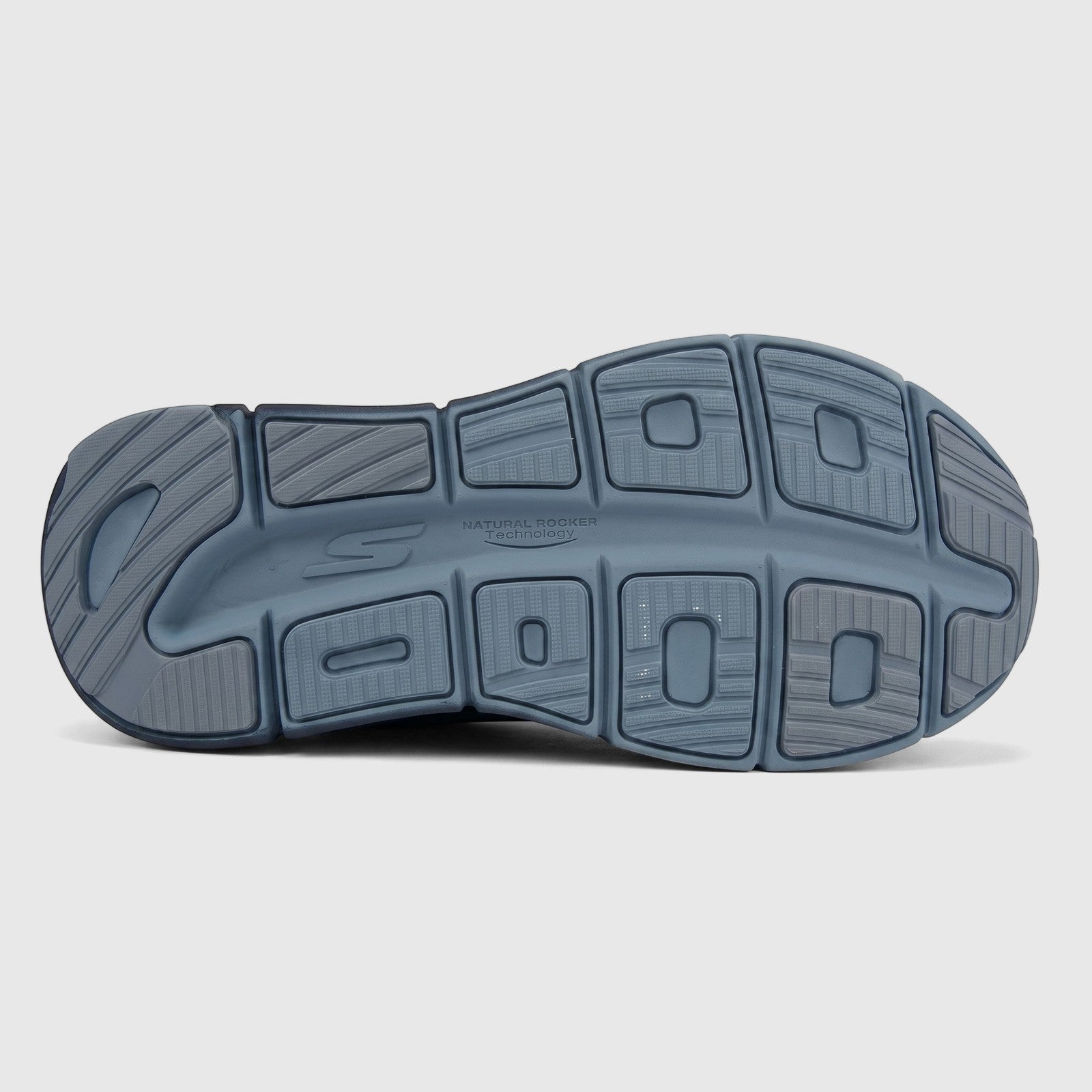 Skechers Men's Comfort Sneaker Max Cushioning Premier 2.0, sole view, featuring blue and grey textured outsole.