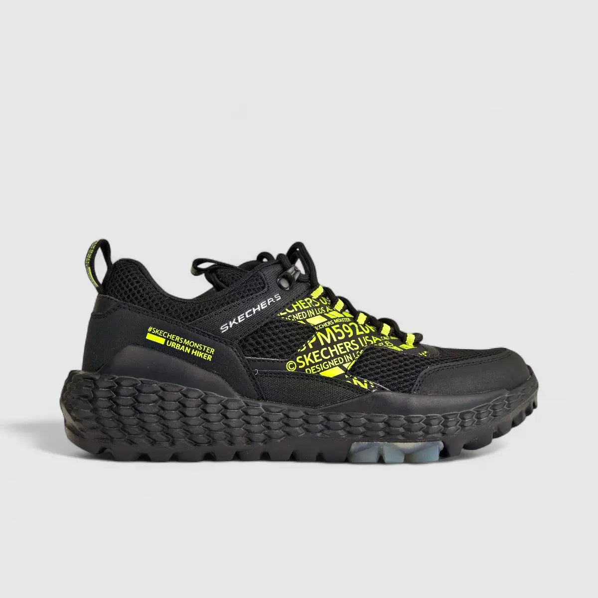 Skechers Men's Comfort Sneaker Monster 232189 Black Lime SM91 Sneakers | familyshoecentre