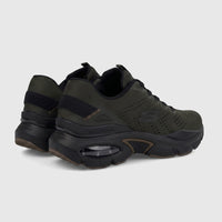 Skechers Men's Comfort Sneaker Skech-Air Ventura 232655 in olive green and black, shown from a rear-quarter view.