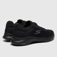 Black Skechers Men's Go Walk 7 comfort sneakers from a rear-side view, featuring Hyper Pillars technology.