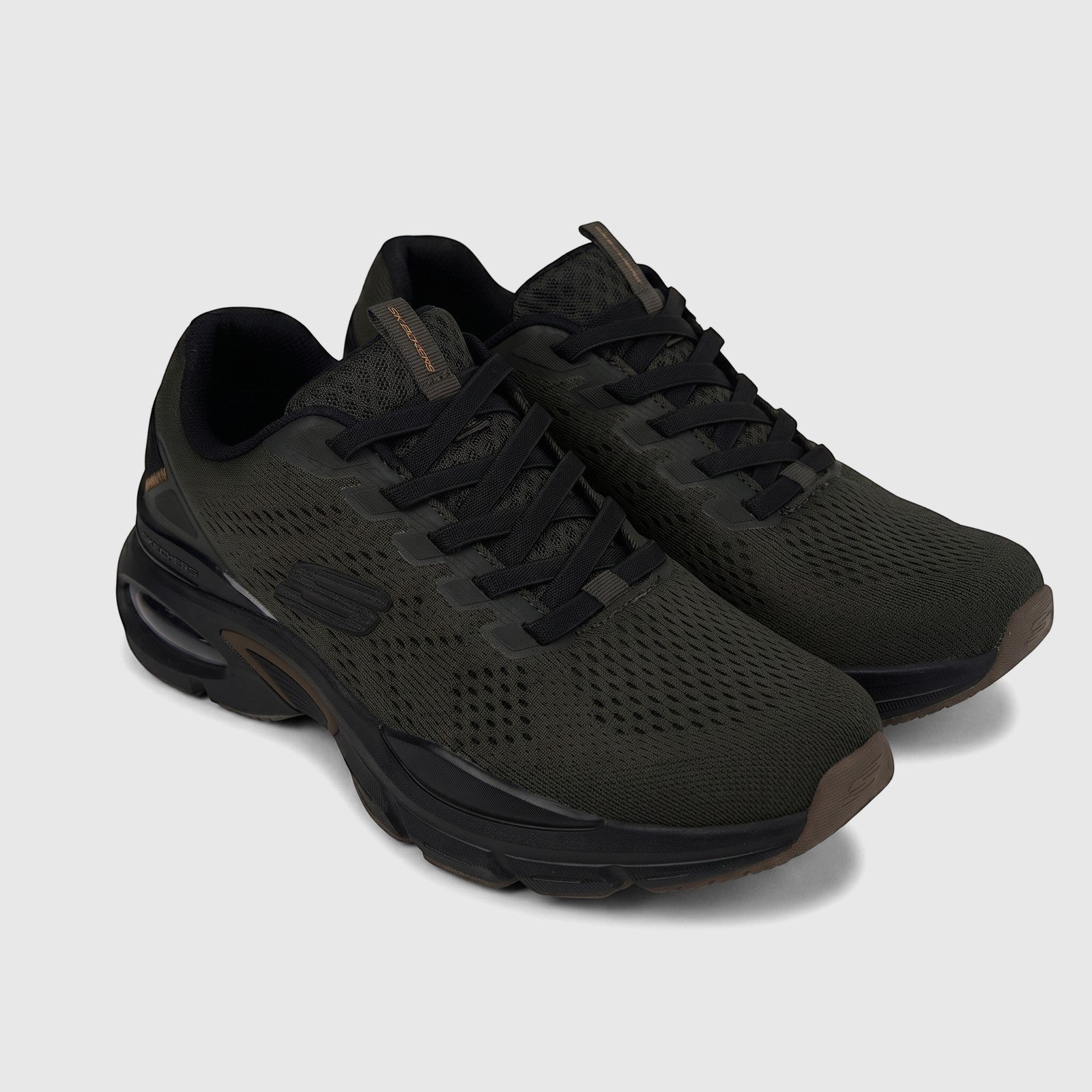 Skechers Men's Skech-Air Ventura comfort sneakers in olive and black mesh, shown angled for a casual style.