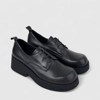 Sofia Mare Ladies Leather Chunky Sole Lace Up 12022 Black SF93