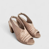 Sofia Mare Ladies Leather Comfort Block Heel Sandal 10834 Beige SF75