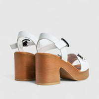 Sofia Mare Ladies Leather Comfort Block Heel Sandal 11809XG White SF79
