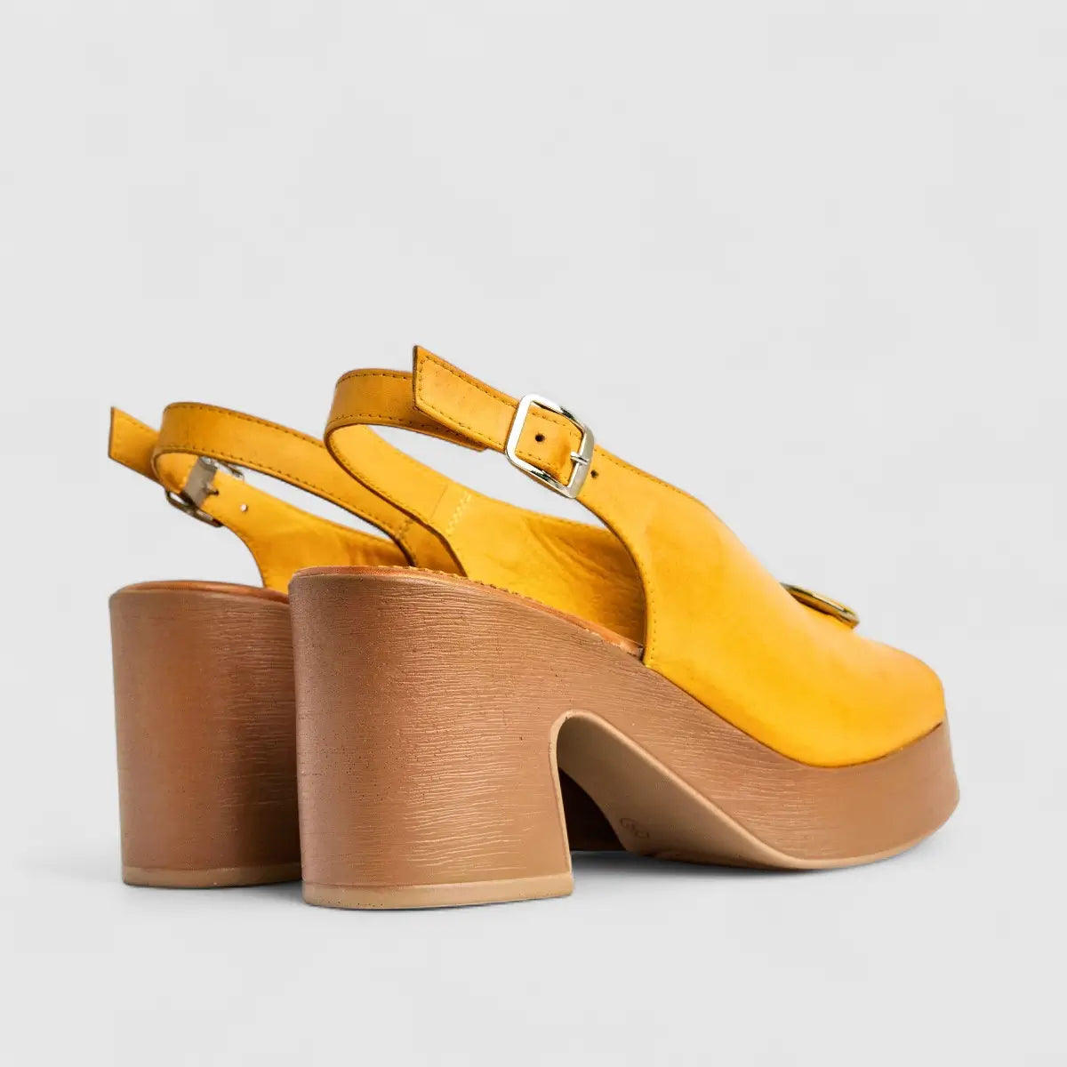 Sofia Mare Ladies Leather Comfort Block Heel Sandal 11824 Yellow SF84