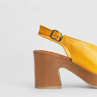 Sofia Mare Ladies Leather Comfort Block Heel Sandal 11824 Yellow SF84