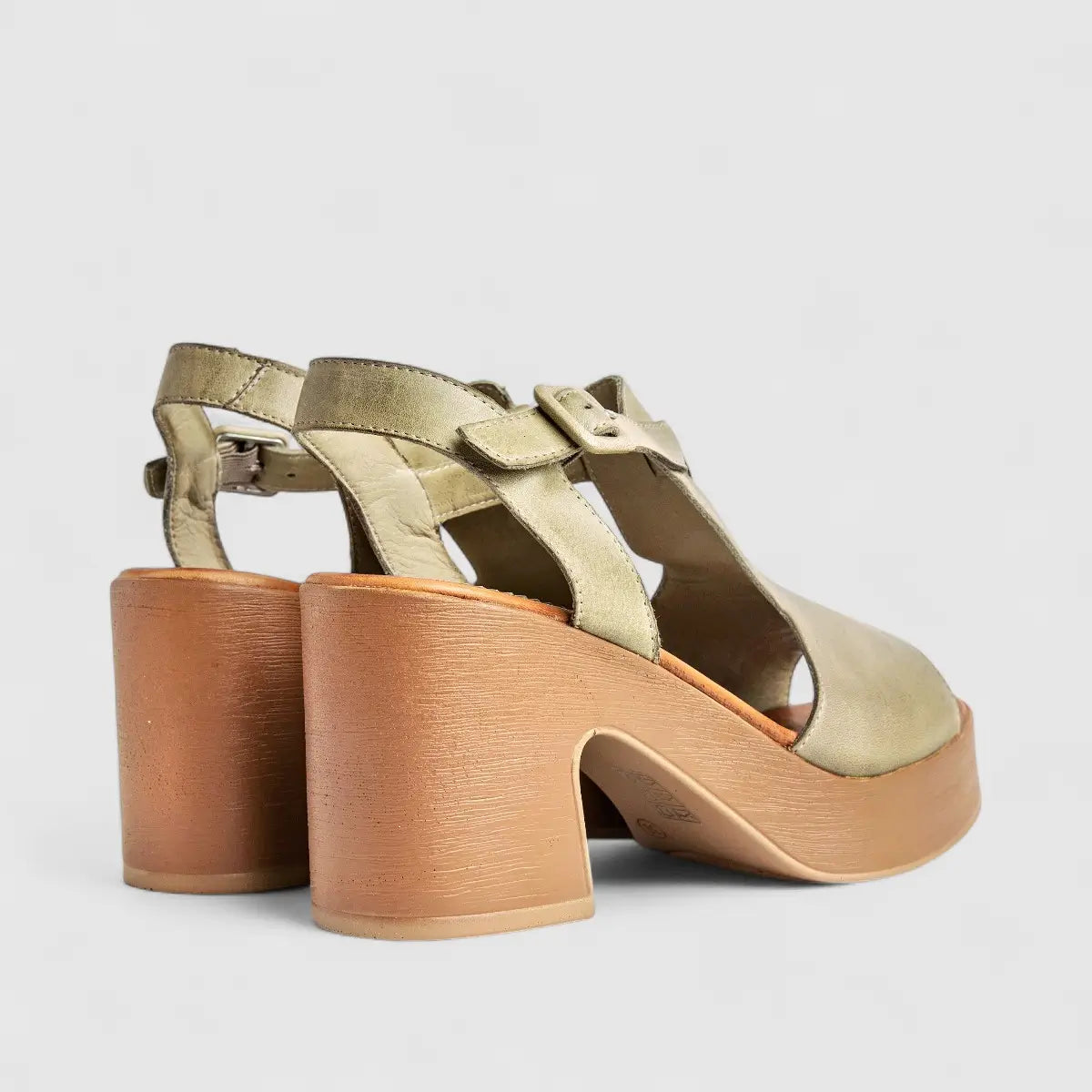 Sofia Mare Ladies Leather Comfort Block Heel Sandal 11888 Green SF78
