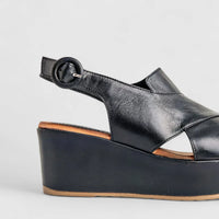 Sofia Mare Ladies Leather Comfort Wedge Sandal 11841 Black SF87