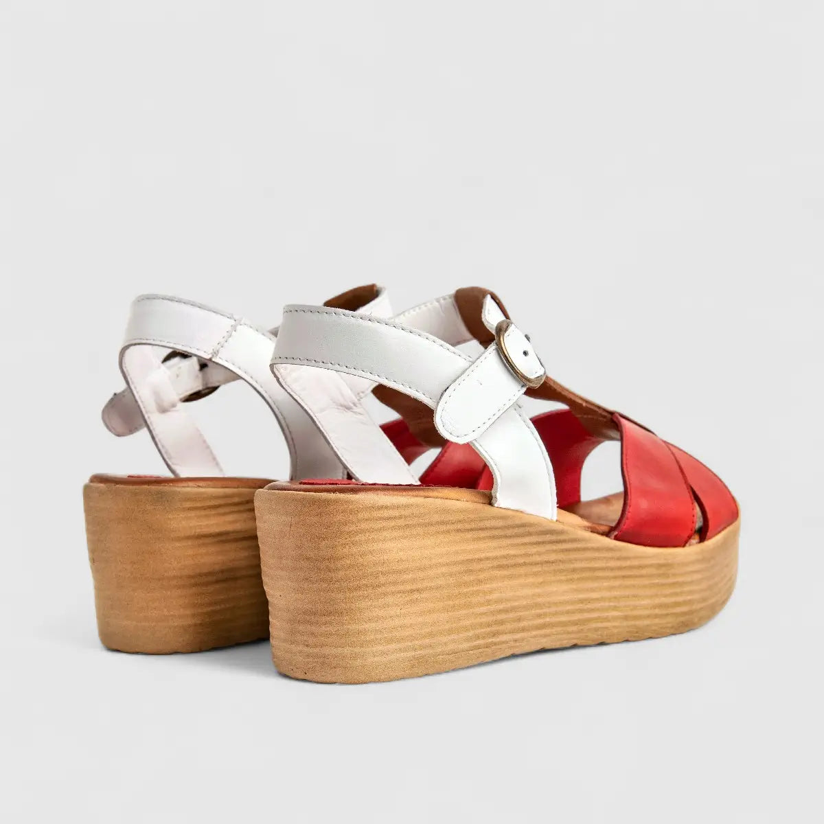 Sofia Mare Ladies Leather Comfort Wedge Sandal 11881XG White Multi SF83