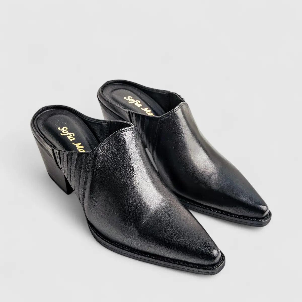 Sofia Mare Ladies Leather Cowboy Mule 11800 Black SF73