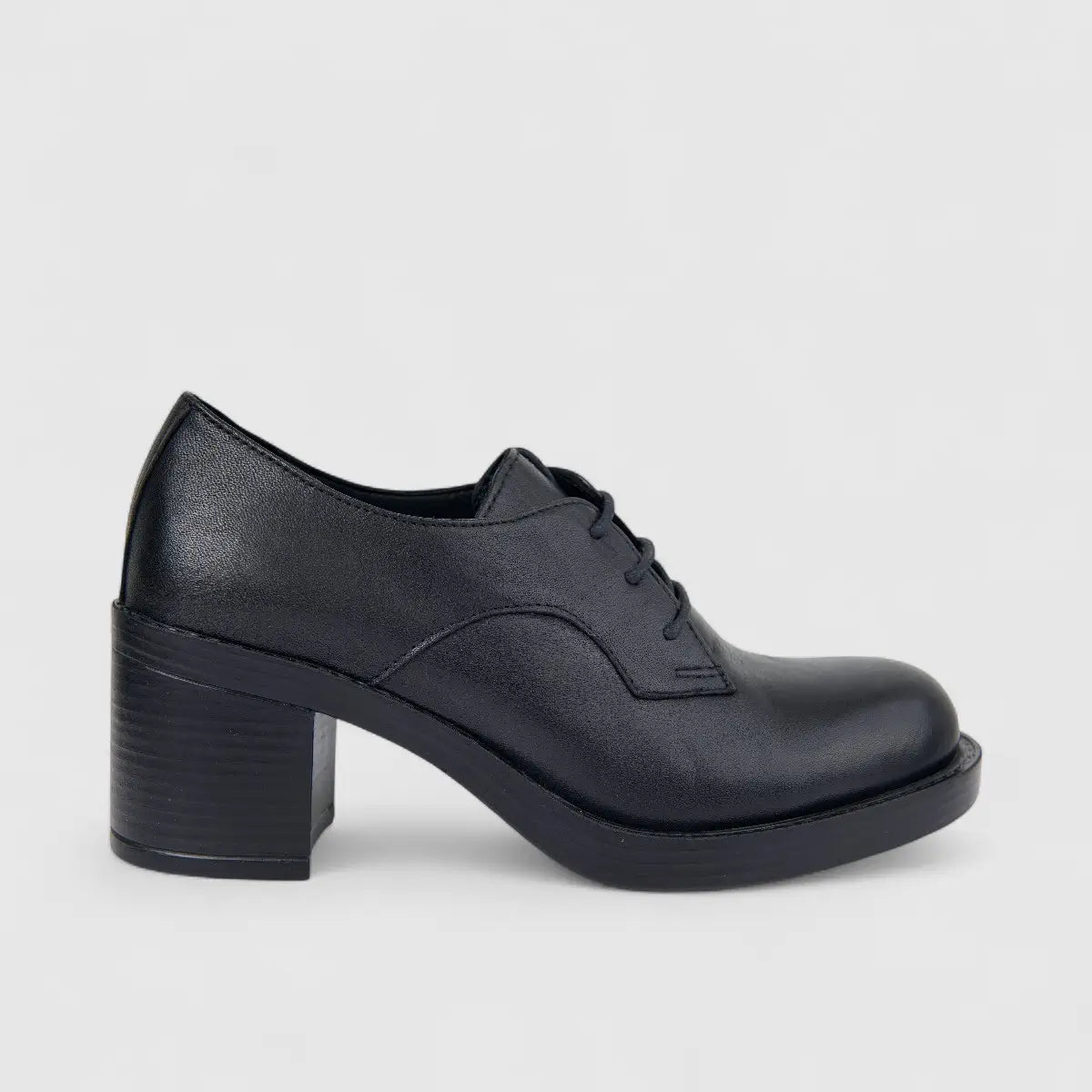 Sofia Mare Ladies Leather Lace Up With Block Heel 11044 Black SF92