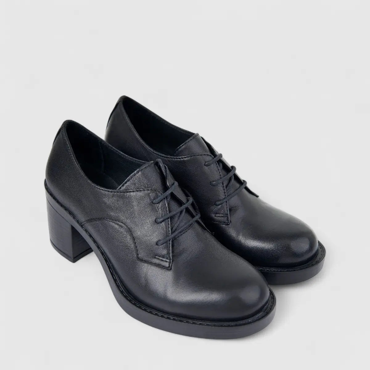 Sofia Mare Ladies Leather Lace Up With Block Heel 11044 Black SF92