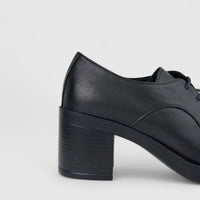 Sofia Mare Ladies Leather Lace Up With Block Heel 11044 Black SF92