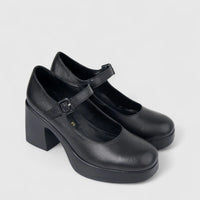 Sofia Mare Ladies Leather Mary Jane Shoe With Block Heel 11708 Black SF90