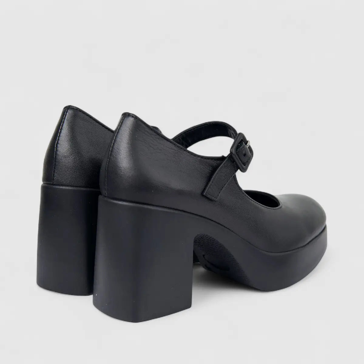 Sofia Mare Ladies Leather Mary Jane Shoe With Block Heel 11708 Black SF90