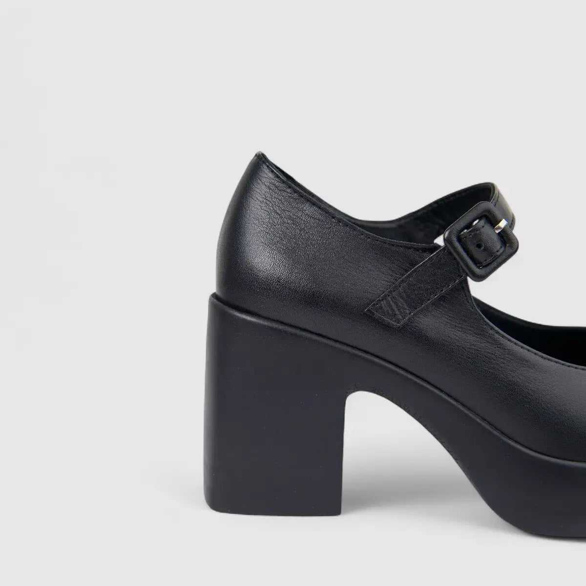 Sofia Mare Ladies Leather Mary Jane Shoe With Block Heel 11708 Black SF90