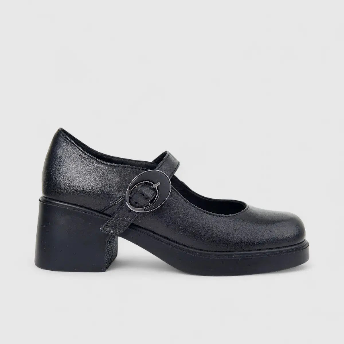 Sofia Mare Ladies Leather Mary Jane Shoe With Block Heel 12020 Black SF89