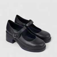 Sofia Mare Ladies Leather Mary Jane Shoe With Block Heel 12020 Black SF89