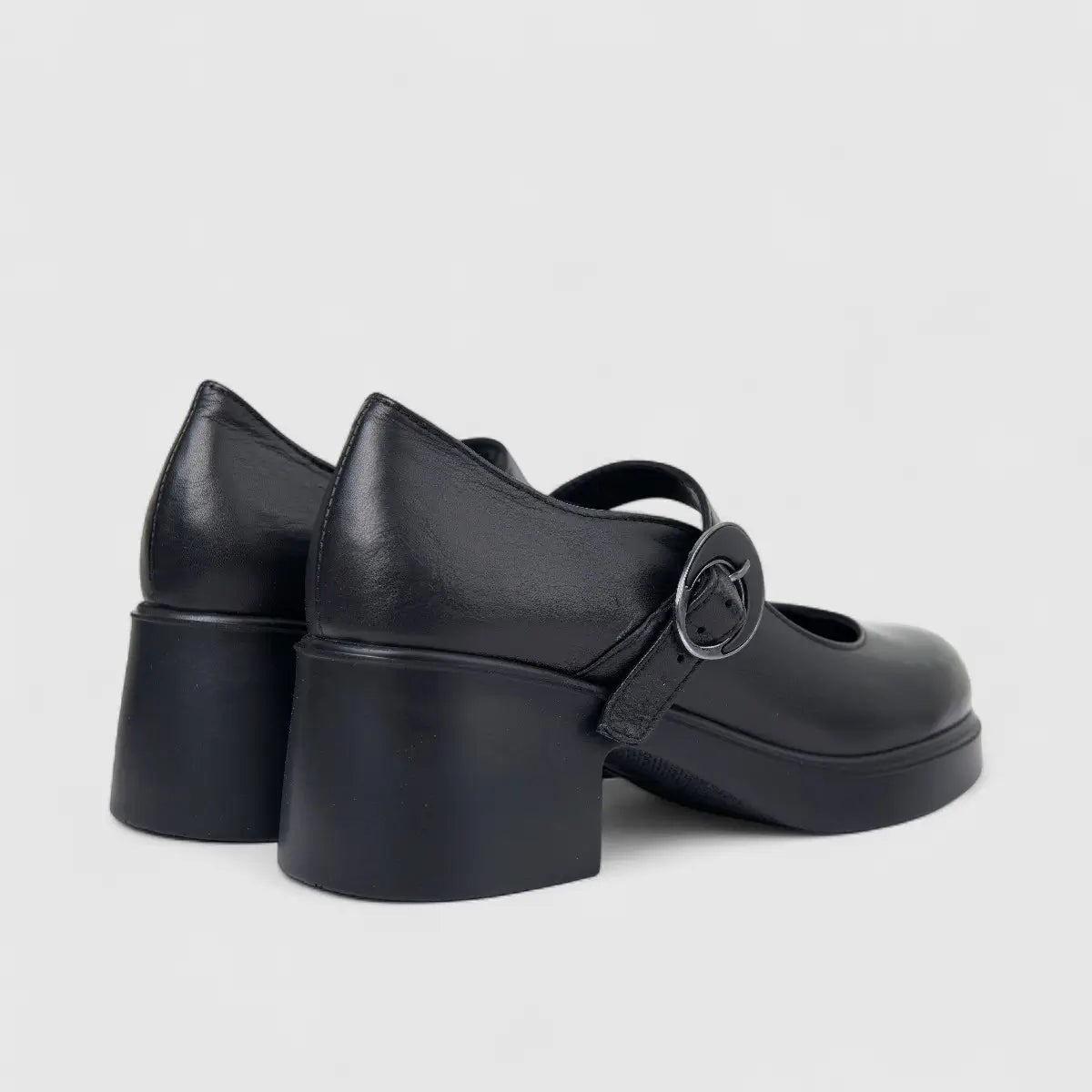 Sofia Mare Ladies Leather Mary Jane Shoe With Block Heel 12020 Black SF89