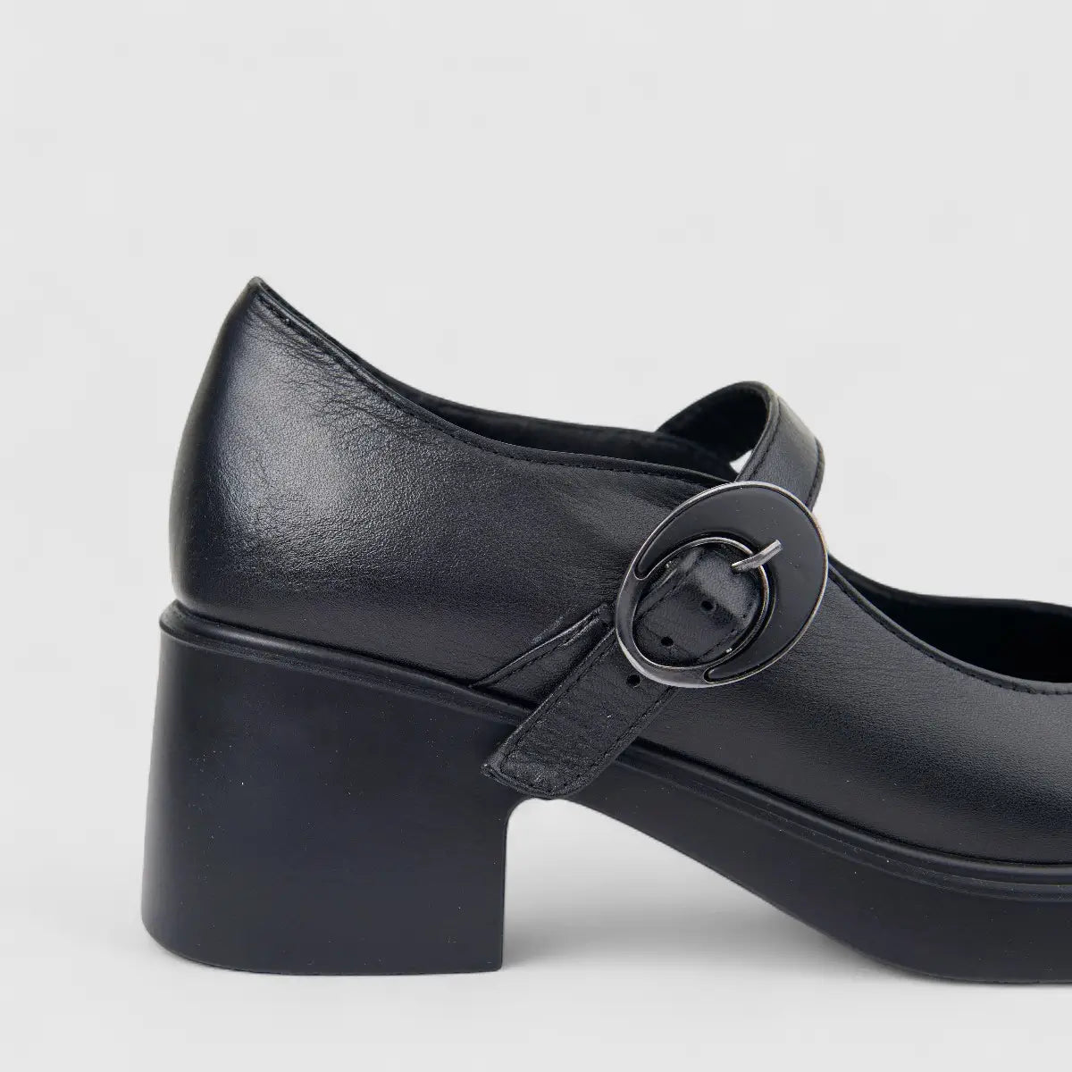 Sofia Mare Ladies Leather Mary Jane Shoe With Block Heel 12020 Black SF89