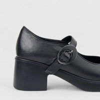 Sofia Mare Ladies Leather Mary Jane Shoe With Block Heel 12020 Black SF89